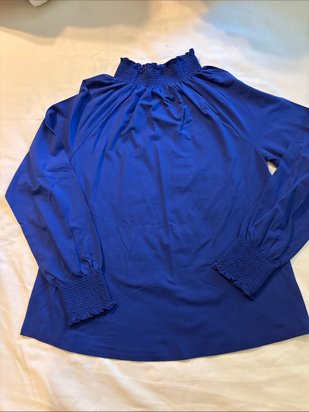 Chico's Smocked Neck Long-Sleeve Knit - Royal Blue
